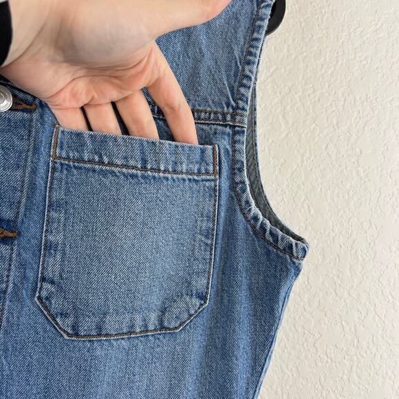 Zara Denim Button Front Collar Danielle Midi Dress Small Western Coastal Cowgirl - Picture 5 of 8